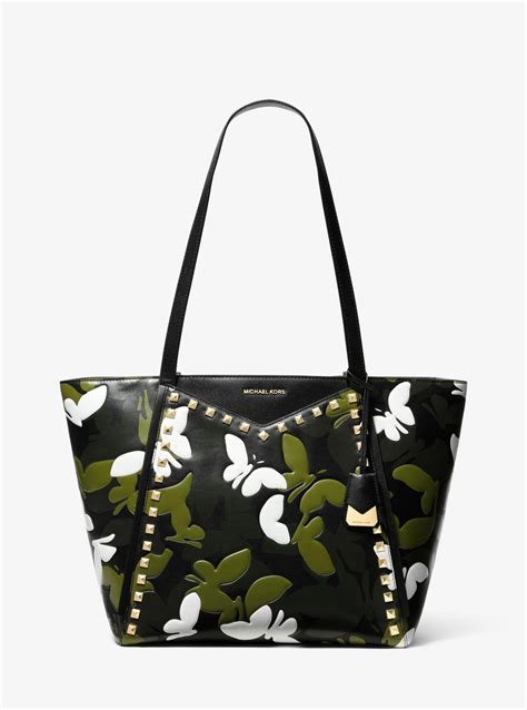 michael kors whitley large butterfly tote|Whitney Large Butterfly Camo Leather Tote Bag .